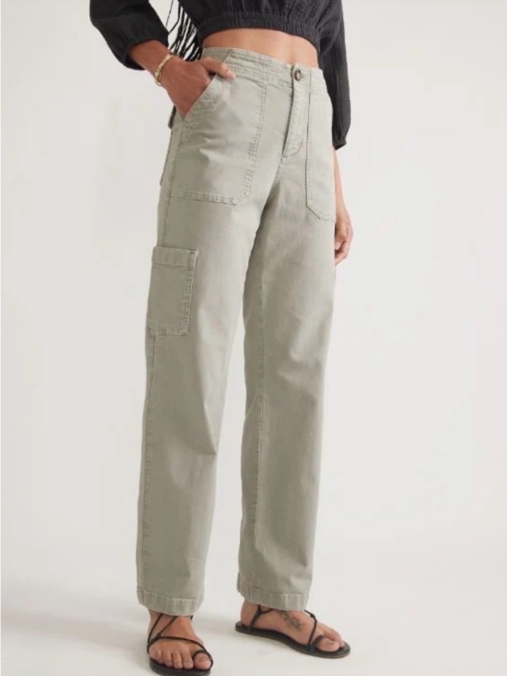 Marine Layer Straight-Leg Utility Jeans in Sage Green